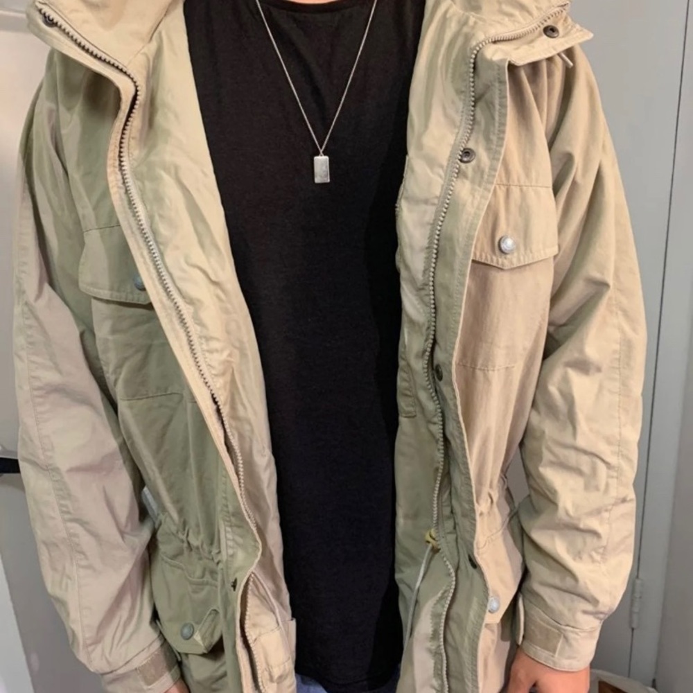 Eddie Bauer Nylon Tan Hooded Rainjacket